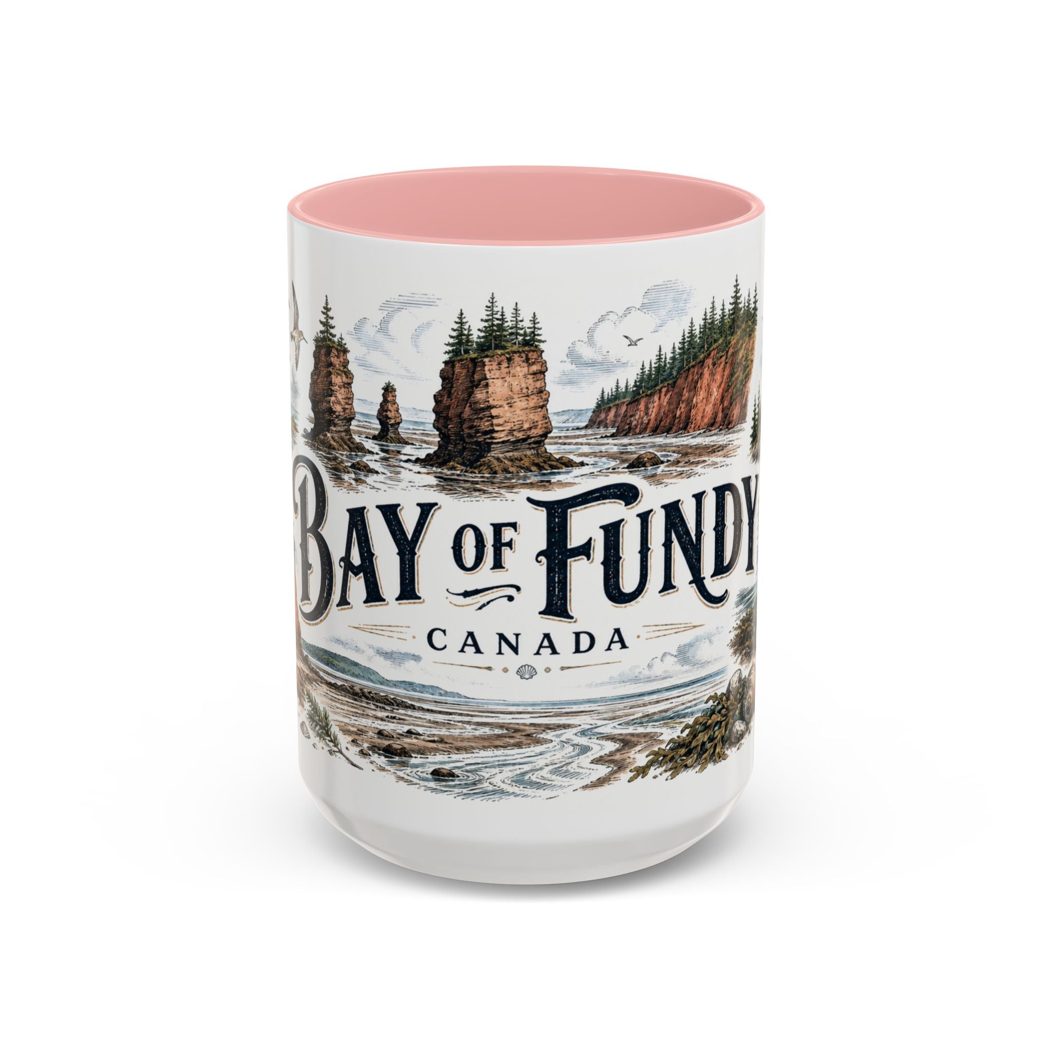 Bay of Fundy Mug, Canada Travel Souvenir, Bucket List Gift, Accent Ceramic Coffee Mug 11oz 15oz