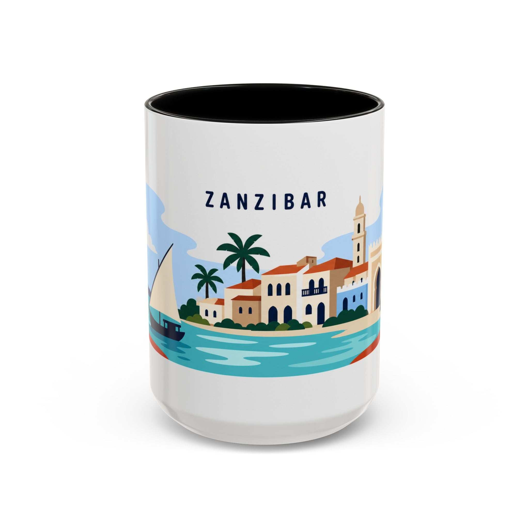 Zanzibar Coffee Mug | Travel Destination Souvenir Gift | Accent Color Ceramic 11oz 15oz