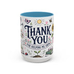 Thank You Teacher Coffee Mug | For Helping Me Grow Appreciation Gift | Accent Color Ceramic 11oz 15oz