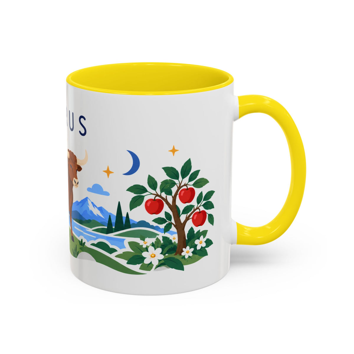 Taurus Zodiac Coffee Mug | Bull and Rose Design | Astrology Birthday Gift | 11 oz 15 oz Ceramic Accent Mug