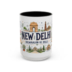 New Delhi Coffee Mug | India Souvenir Travel Gift | Accent Color Ceramic 11oz 15oz