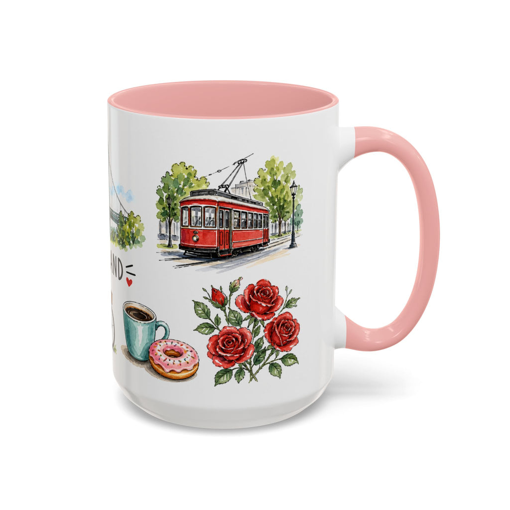 Portland Illustrated Travel Mug | City Souvenir Accent Coffee Mug | 11oz 15oz Ceramic Cup