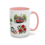 Portland Illustrated Travel Mug | City Souvenir Accent Coffee Mug | 11oz 15oz Ceramic Cup