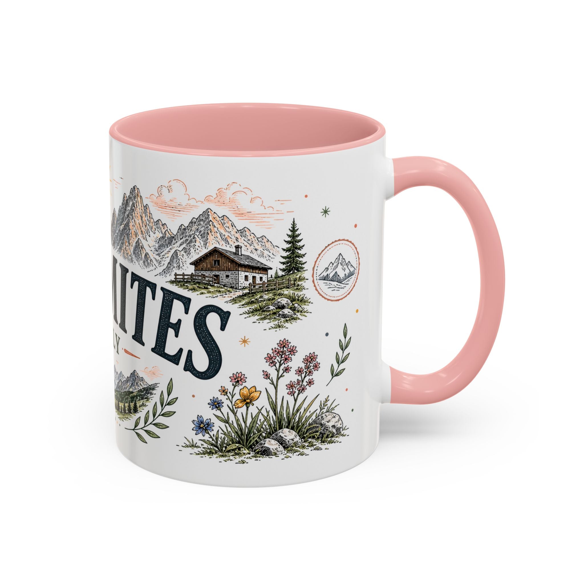 Dolomites Coffee Mug | Travel Destination Souvenir Gift | Accent Color Ceramic 11oz 15oz
