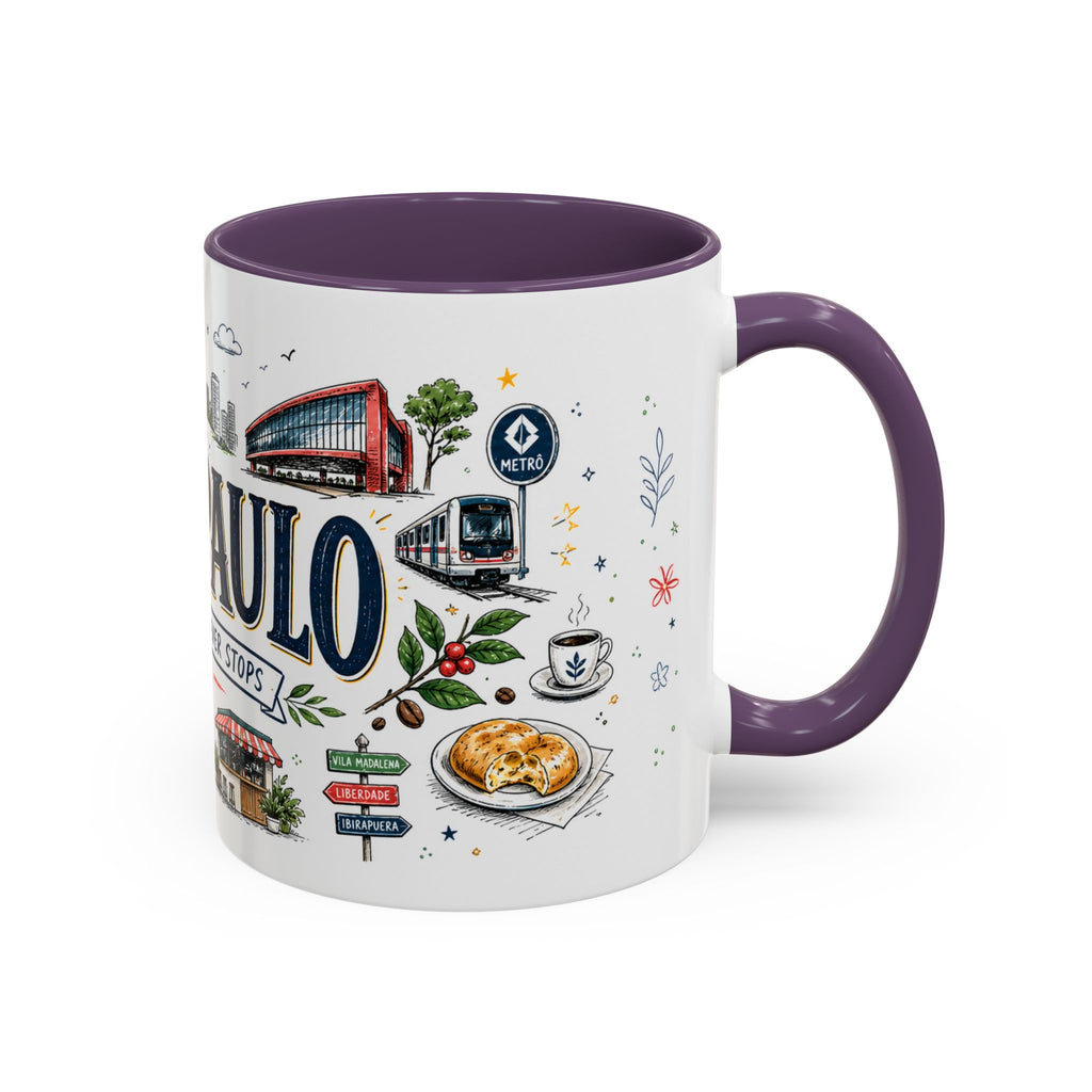 Sao Paulo Coffee Mug | Brazil Souvenir Travel Gift | Accent Color Ceramic 11oz 15oz