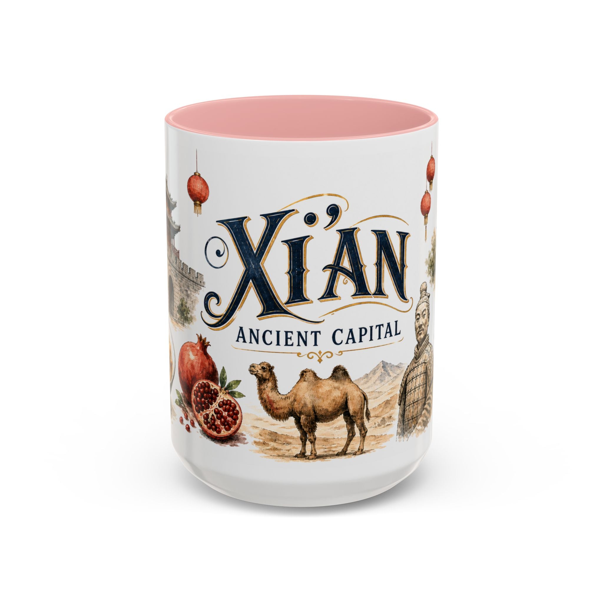 Xi'an Coffee Mug | China Travel Souvenir | Vintage Illustrated City Gift | 11 oz 15 oz Accent Mug