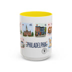 Philadelphia Coffee Mug | Postage Stamp Collage Mug | Travel Souvenir Accent Cup 11oz 15oz