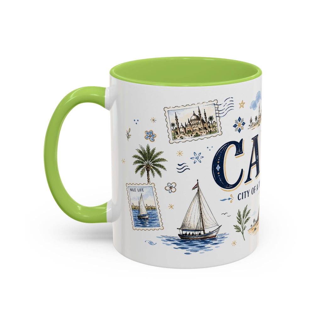 Cairo Coffee Mug | Egypt Souvenir Travel Gift | Accent Color Ceramic 11oz 15oz