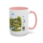 Bibury Illustrated Travel Mug | England Souvenir Accent Coffee Mug | 11oz 15oz Ceramic Cup