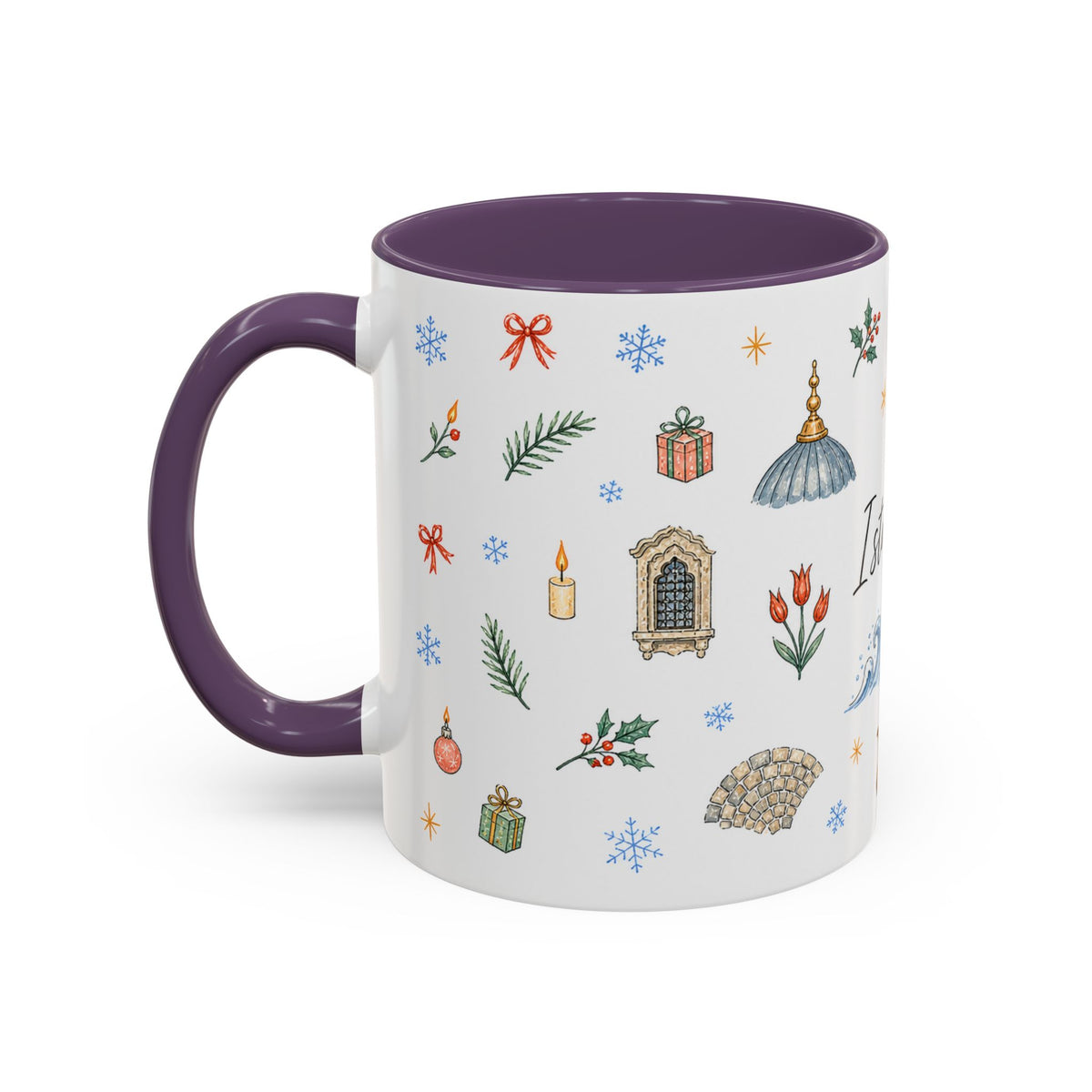 Istanbul Christmas Mug | Watercolor Travel Souvenir | Holiday Gift | Accent Ceramic Coffee Cup 11oz 15oz