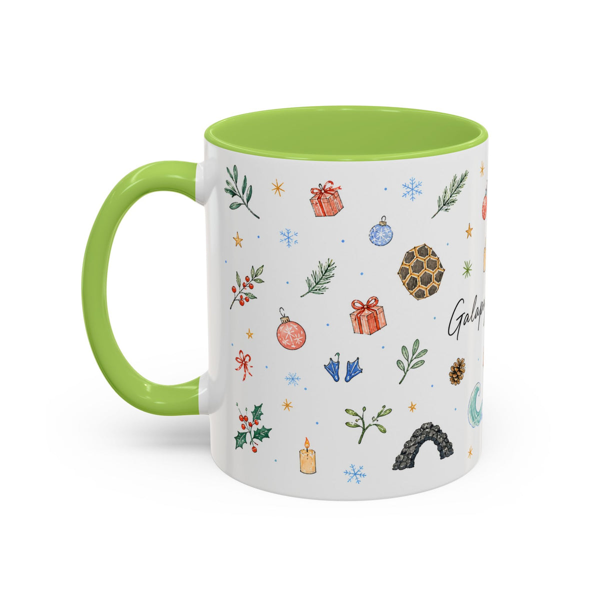 Galapagos Islands Christmas Mug | Watercolor Travel Souvenir | Holiday Gift | Accent Ceramic Coffee Cup 11oz 15oz