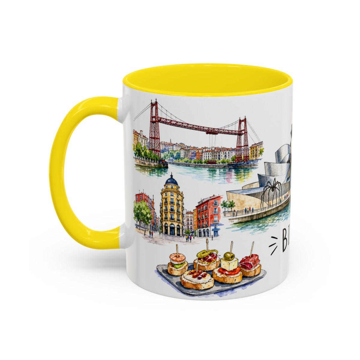 Bilbao Illustrated Travel Mug | City Souvenir Accent Coffee Mug | 11oz 15oz Ceramic Cup