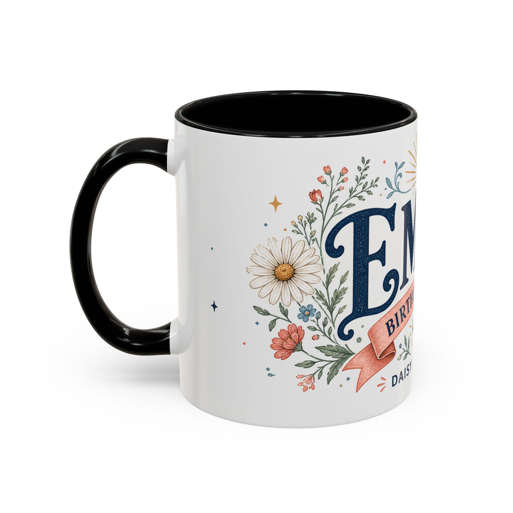 Personalized Name Birth Month Mug | Birth Flower Stone Birthday Gift | 11oz 15oz