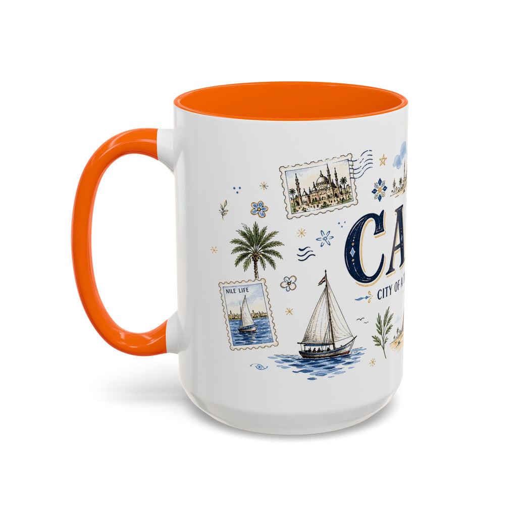 Cairo Coffee Mug | Egypt Souvenir Travel Gift | Accent Color Ceramic 11oz 15oz