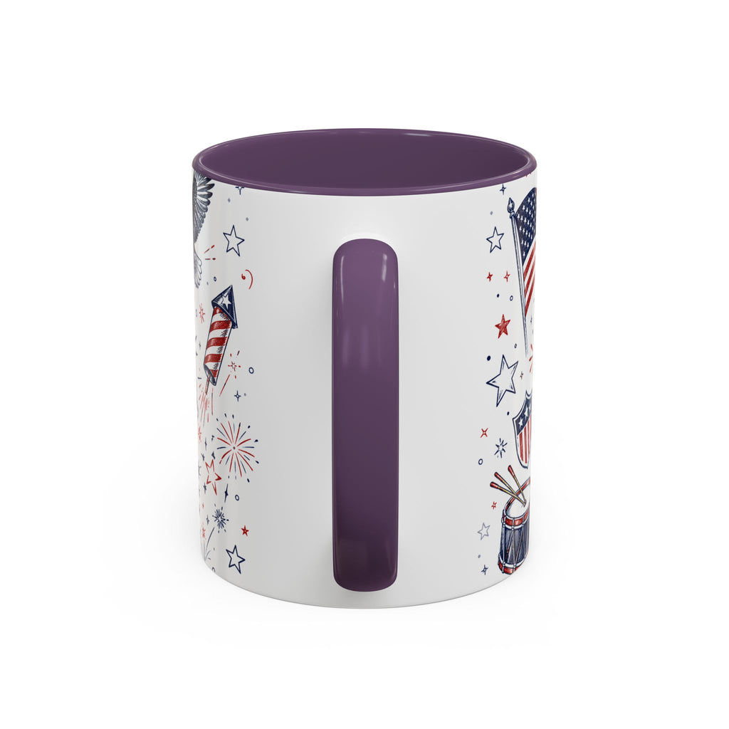 Land of the Free Coffee Mug | Home of the Brave 4th of July Gift | Accent Color Ceramic 11oz 15oz