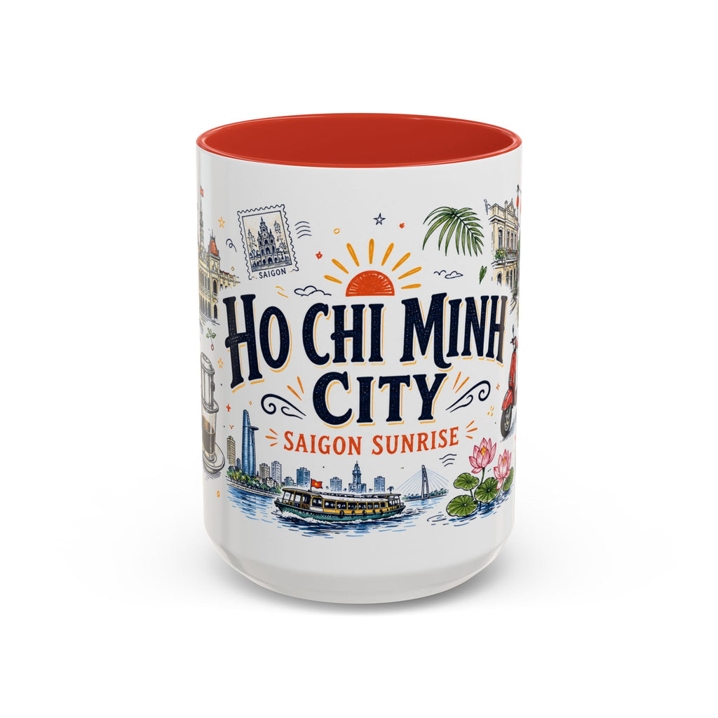 Ho Chi Minh City Coffee Mug | Vietnam Souvenir Travel Gift | Accent Color Ceramic 11oz 15oz