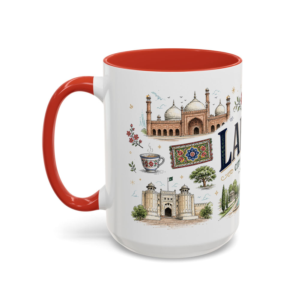 Lahore Coffee Mug | Pakistan Souvenir Travel Gift | Accent Color Ceramic 11oz 15oz