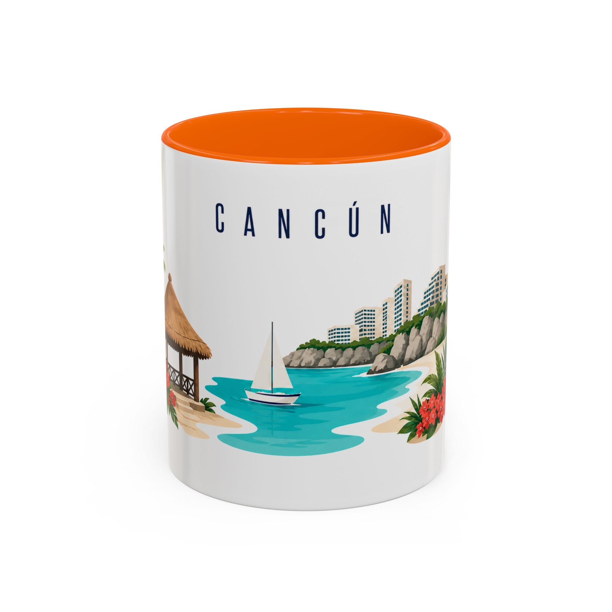 Cancún Coffee Mug | Mexico Travel Souvenir | Porcelain Decal City Gift | 11oz 15oz Accent Mug