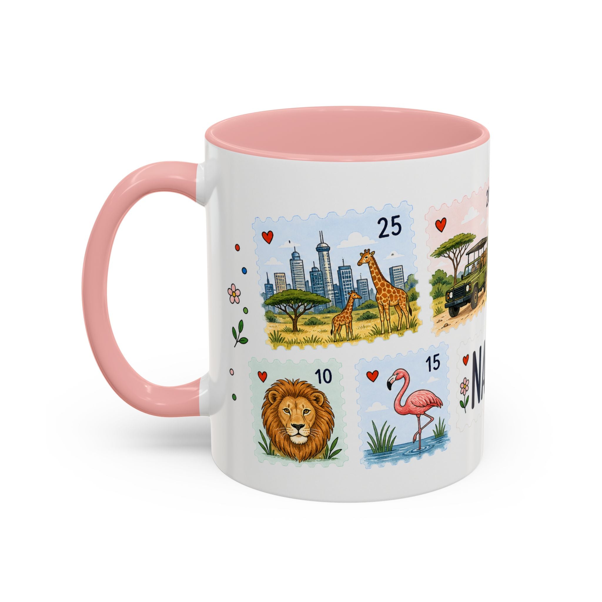 Nairobi Coffee Mug | Postage Stamp Collage Mug | Travel Souvenir Accent Cup 11oz 15oz
