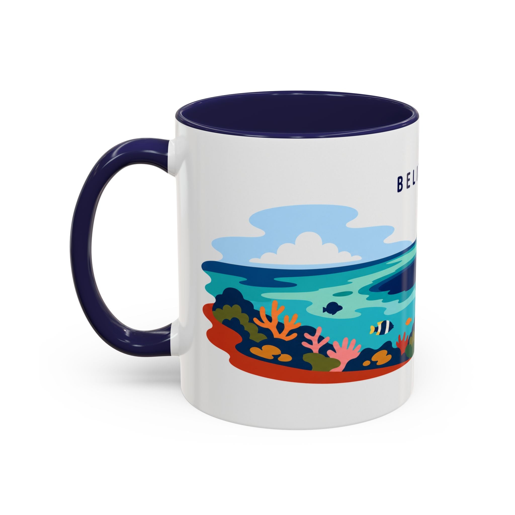 Belize Reef Coffee Mug | Travel Destination Souvenir Gift | Accent Color Ceramic 11oz 15oz