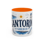 Santorini Coffee Mug | Travel Destination Souvenir Gift | Accent Color Ceramic 11oz 15oz