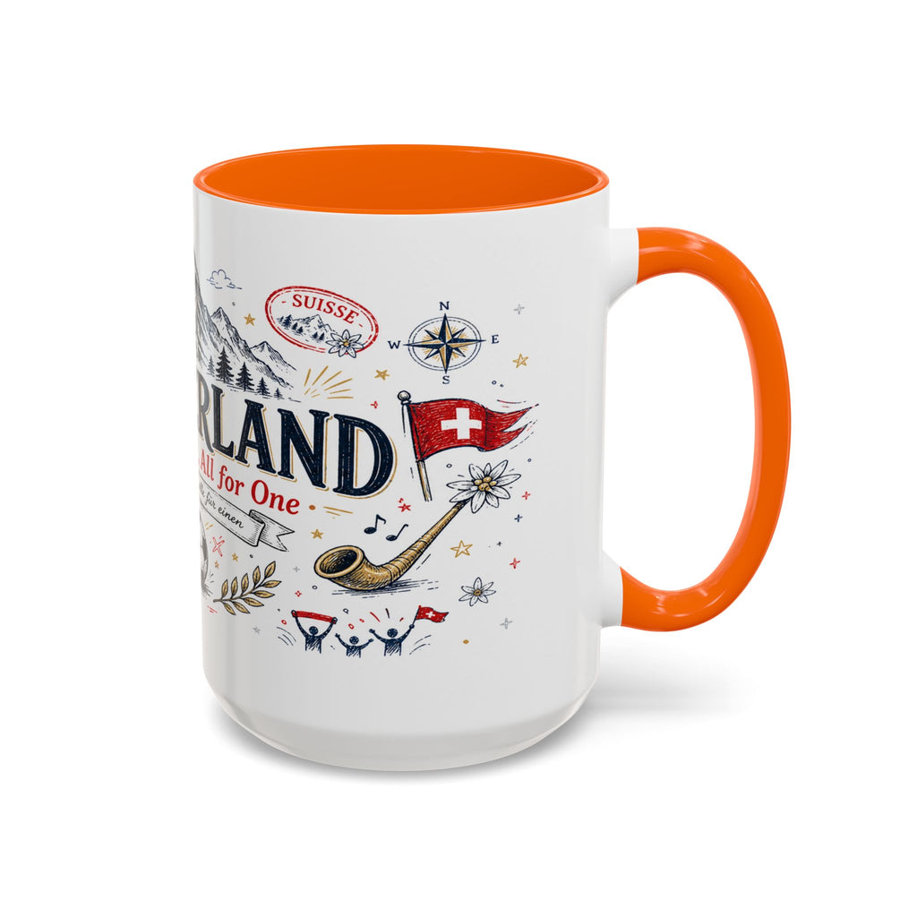Switzerland Coffee Mug | World Cup Soccer Fan Gift | Accent Color Ceramic 11oz 15oz