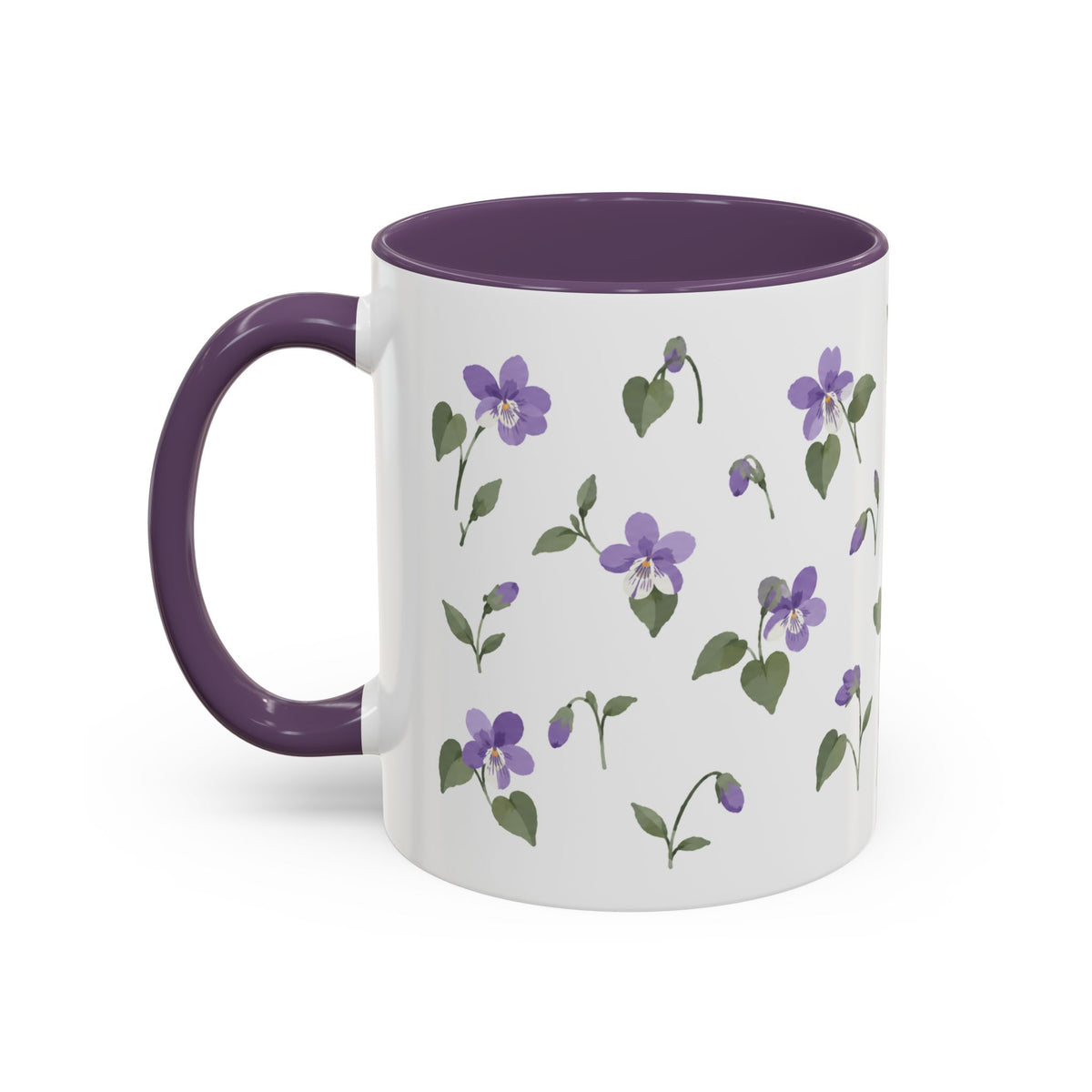 Rhode Island Violet Mug, State Flower Floral Coffee Cup, 11oz Botanical Gift