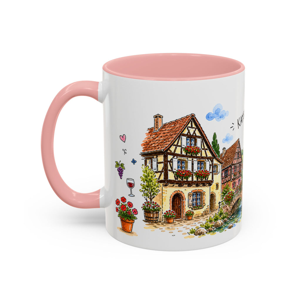 Kaysersberg Illustrated Travel Mug | France Souvenir Accent Coffee Mug | 11oz 15oz Ceramic Cup