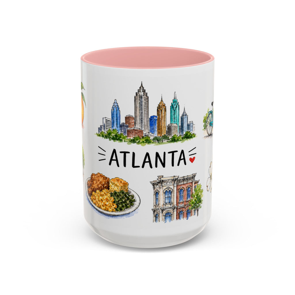 Atlanta Illustrated Travel Mug | City Souvenir Accent Coffee Mug | 11oz 15oz Ceramic Cup