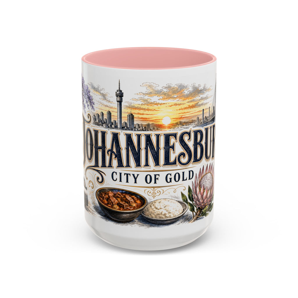 Johannesburg Coffee Mug | South Africa Travel Souvenir | Vintage Illustrated City Gift | 11 oz 15 oz Accent Mug