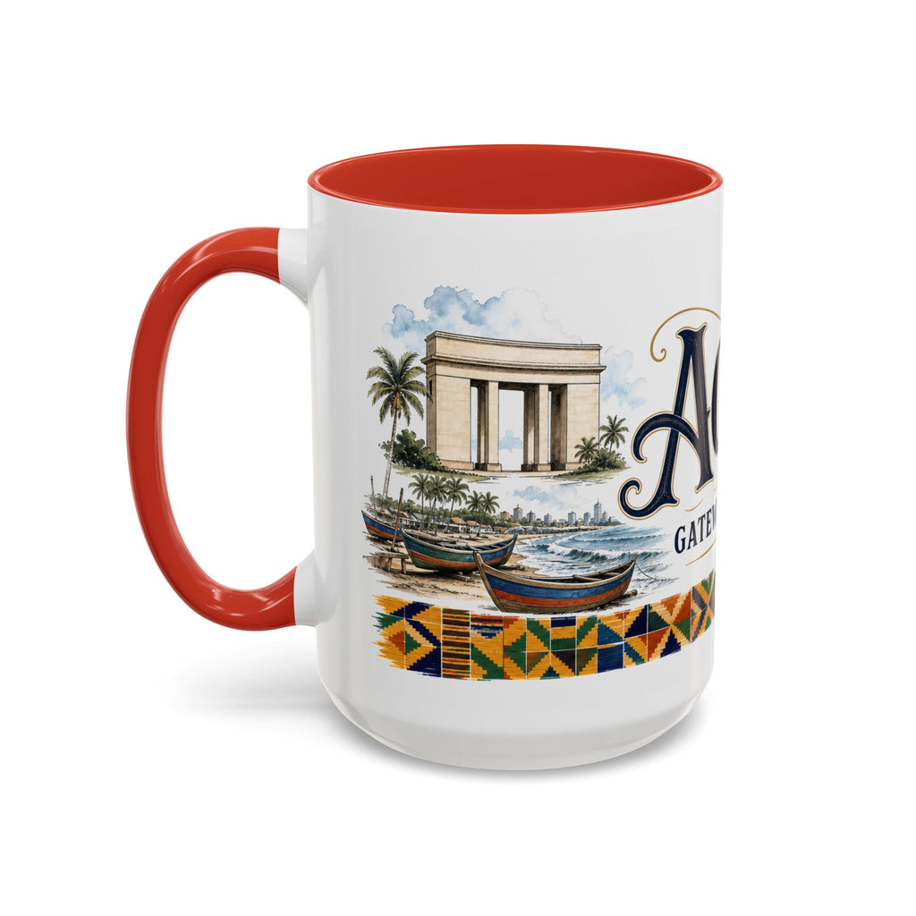 Accra Coffee Mug | Ghana Travel Souvenir | Vintage Illustrated City Gift | 11 oz 15 oz Accent Mug