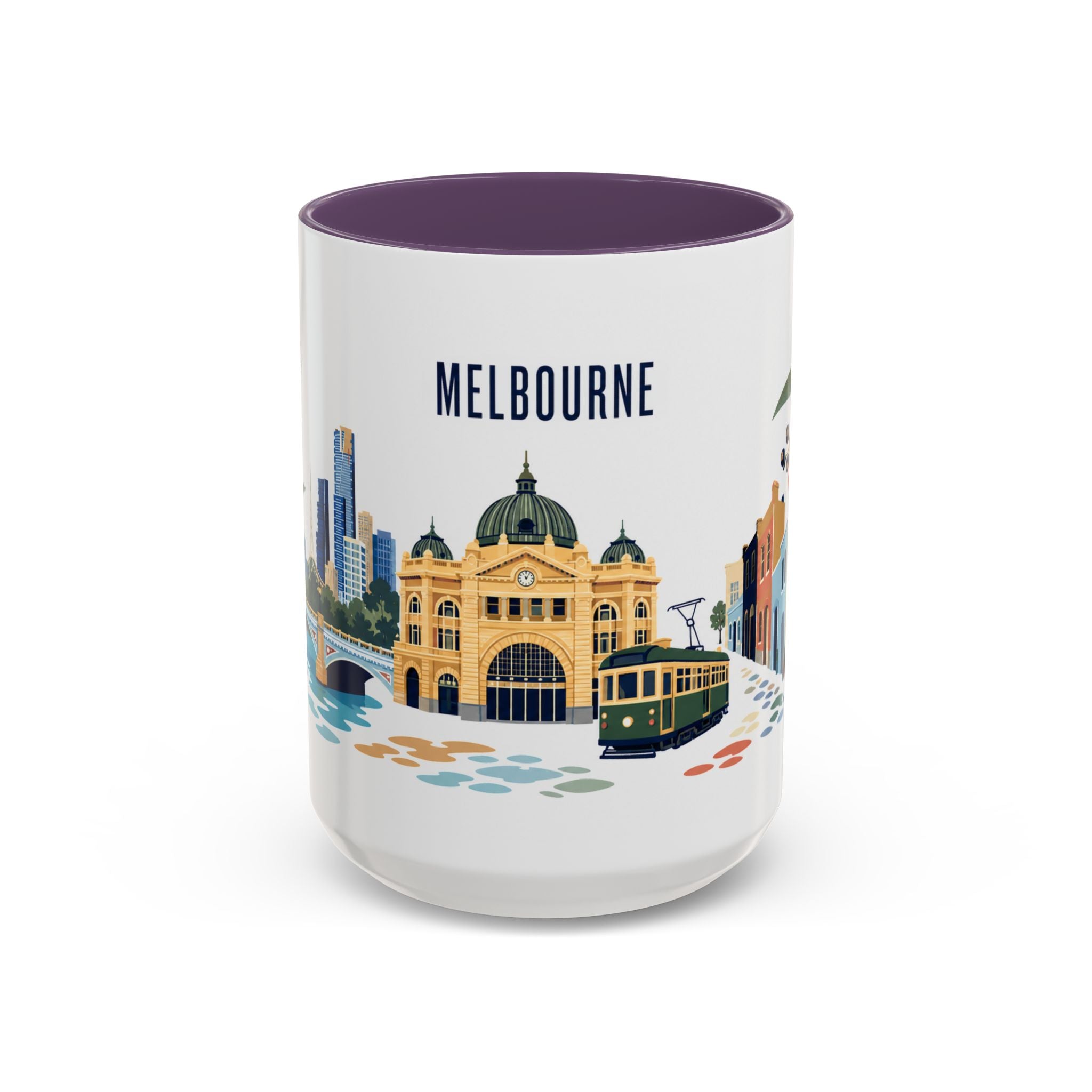 Melbourne Coffee Mug | Australia Travel Souvenir | Porcelain Decal City Gift | 11oz 15oz Accent Mug