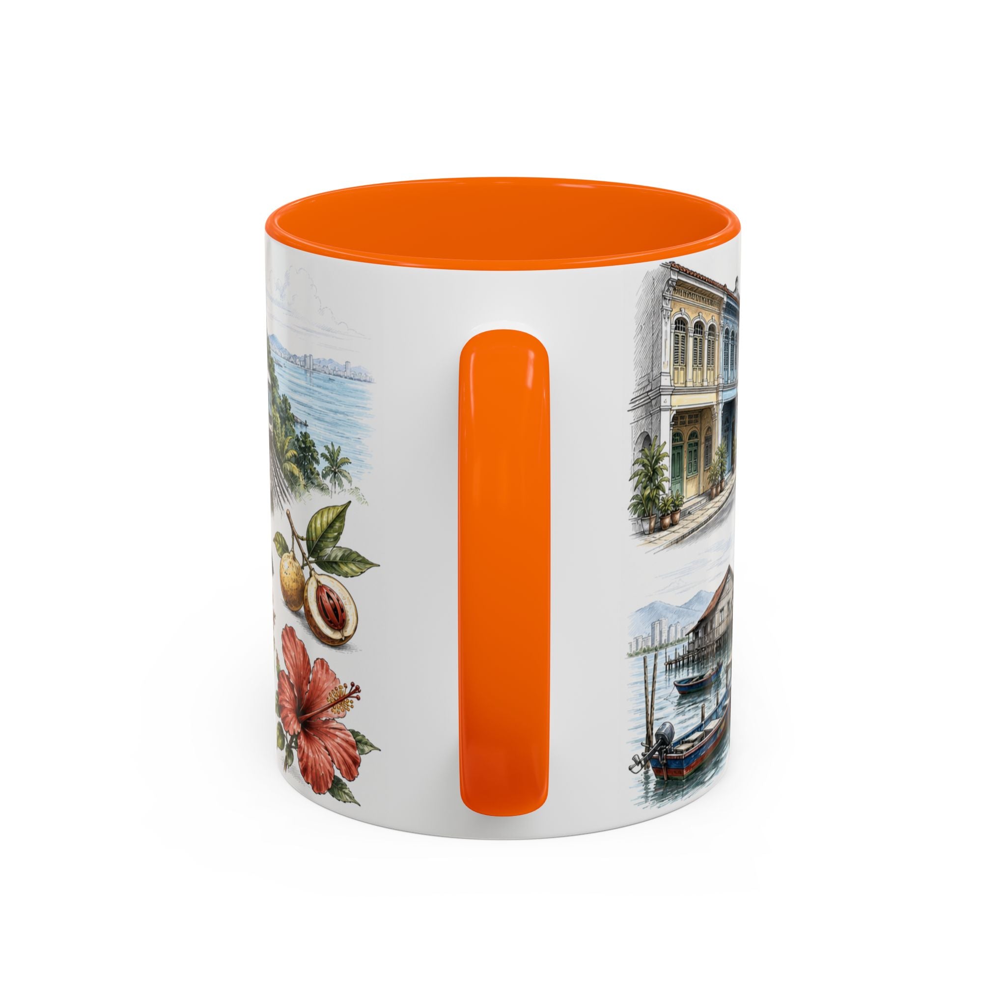 Penang Island Coffee Mug | Malaysia Travel Souvenir | Vintage Illustrated City Gift | 11 oz 15 oz Accent Mug