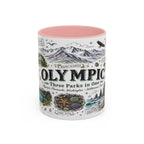 Olympic Coffee Mug | National Park Hiking Rainforest Gift | Accent Color Ceramic 11oz 15oz