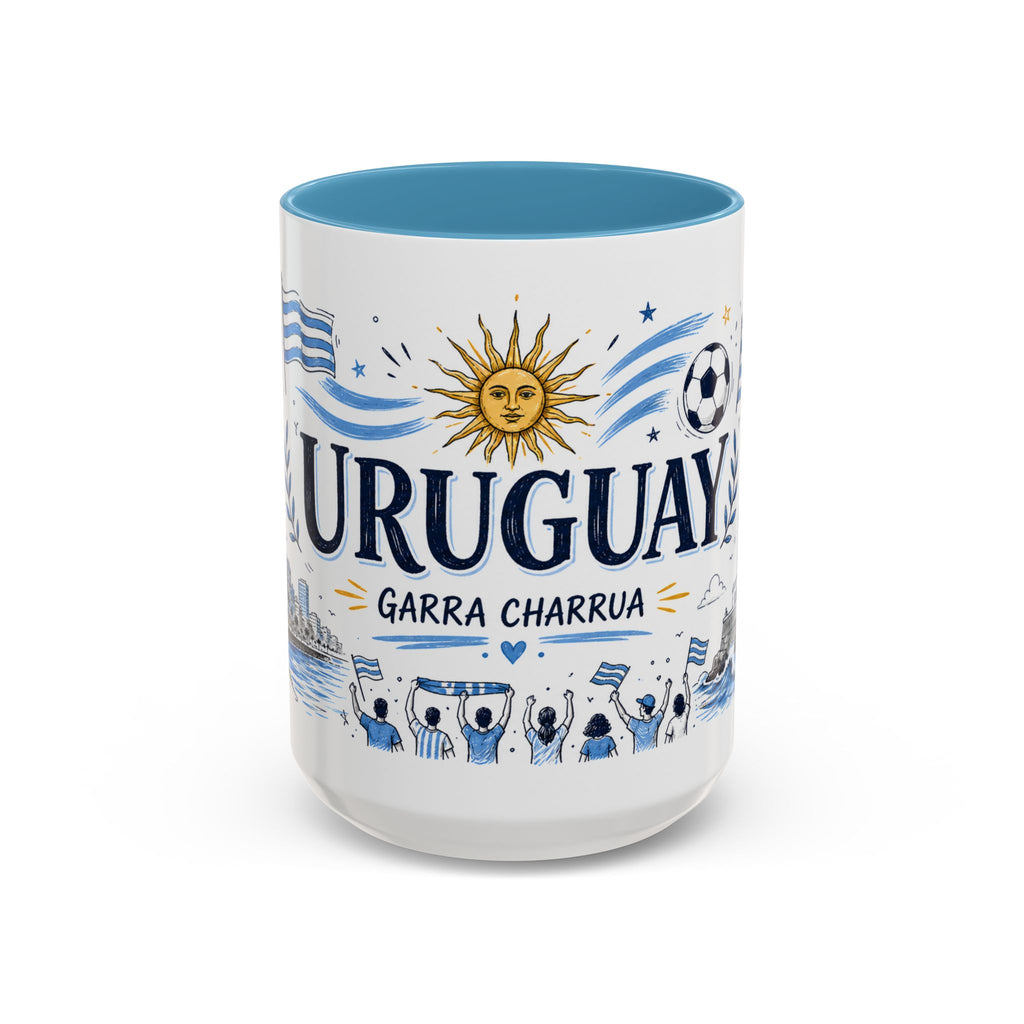 Uruguay Soccer Coffee Mug | World Cup Fan Gift | Accent Color Ceramic 11oz 15oz Match Day Cup