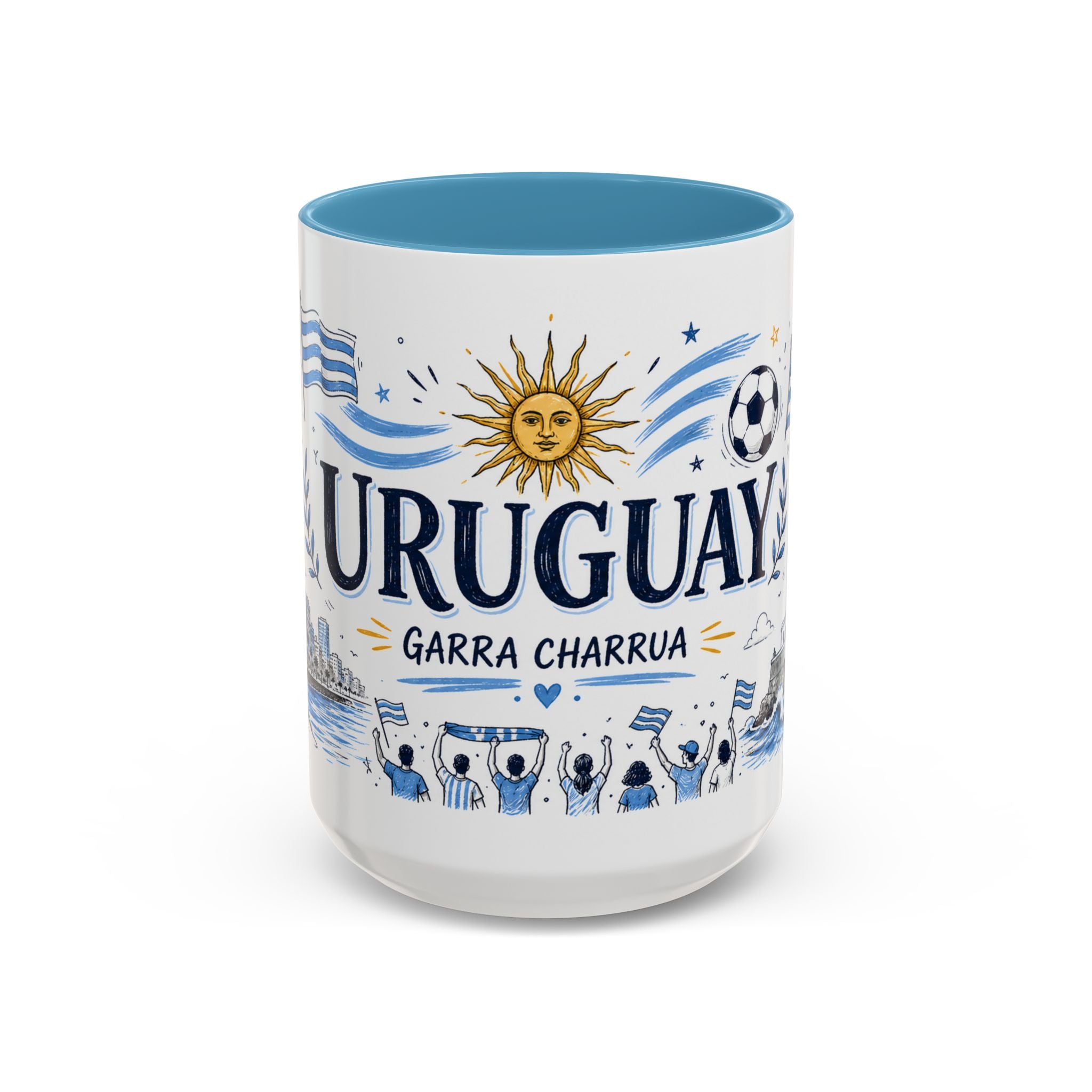 Uruguay Soccer Coffee Mug | World Cup Fan Gift | Accent Color Ceramic 11oz 15oz Match Day Cup