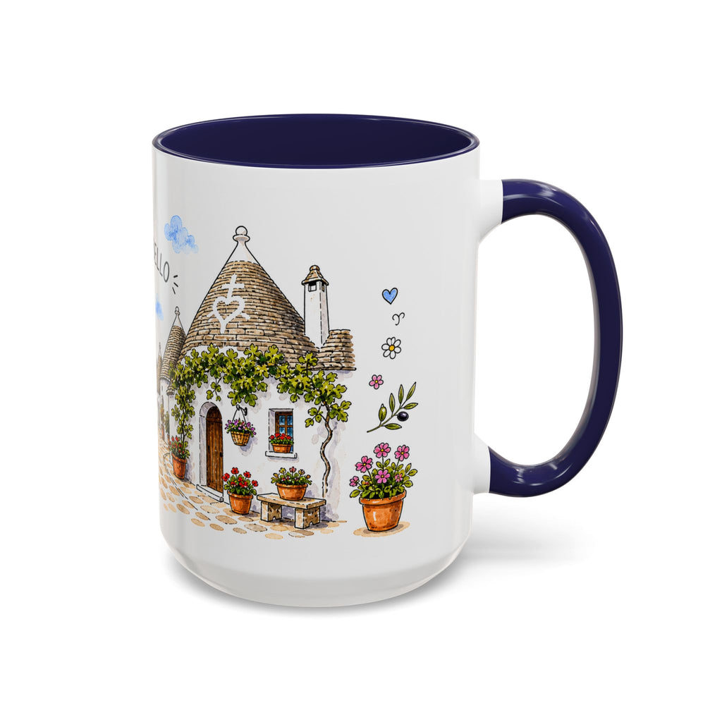 Alberobello Illustrated Travel Mug | Italy Souvenir Accent Coffee Mug | 11oz 15oz Ceramic Cup