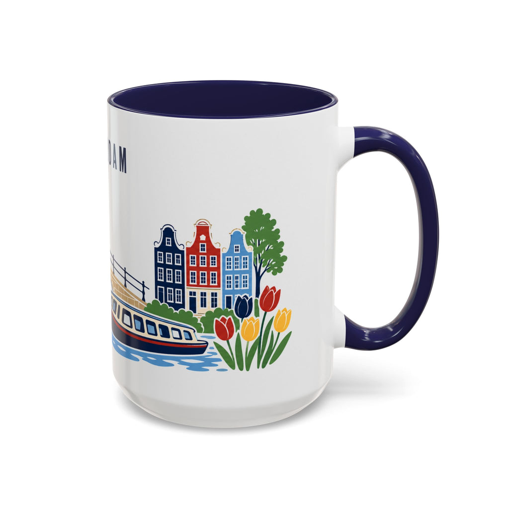 Amsterdam Coffee Mug | Netherlands Travel Souvenir | Porcelain Decal City Gift | 11oz 15oz Accent Mug
