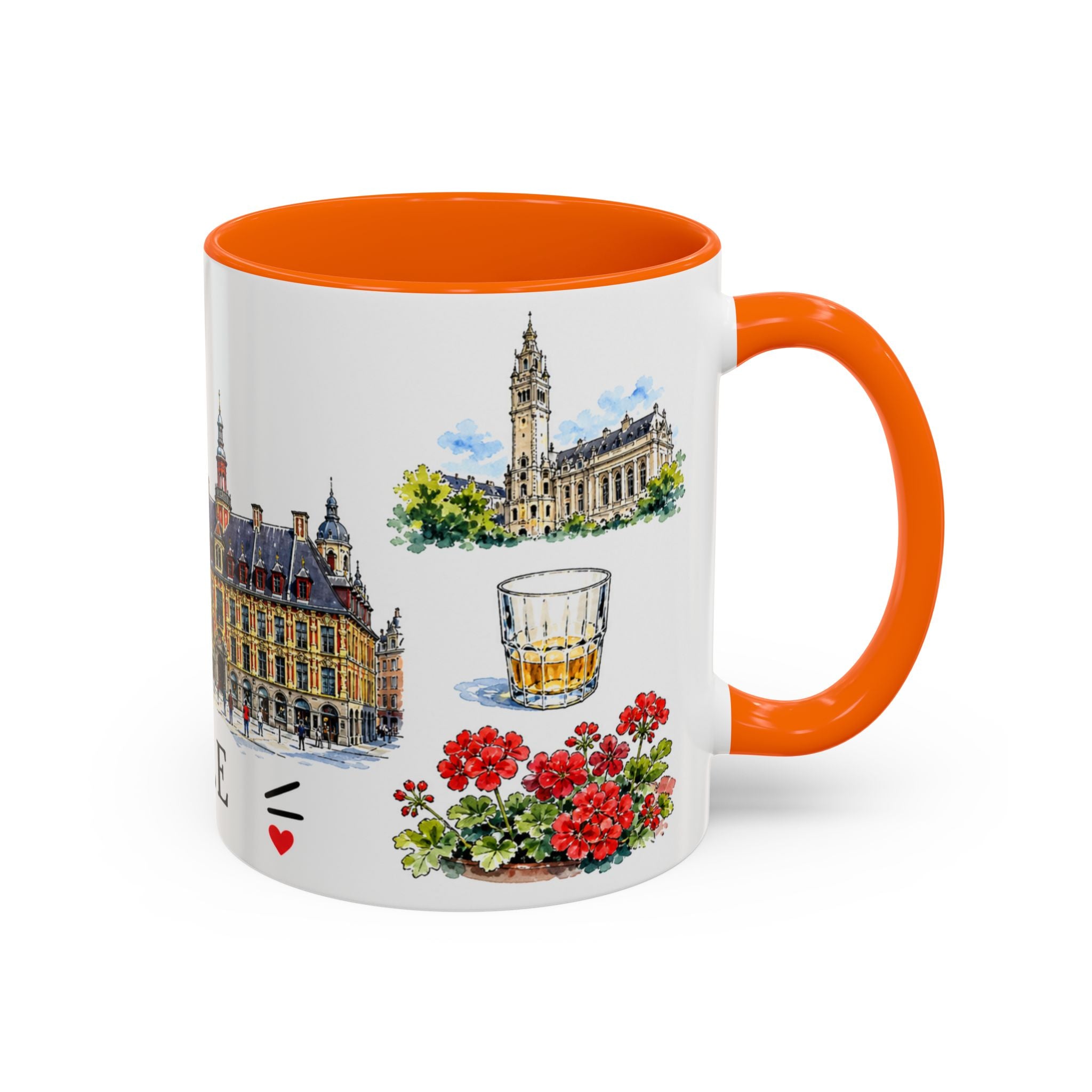 Lille Illustrated Travel Mug | City Souvenir Accent Coffee Mug | 11oz 15oz Ceramic Cup