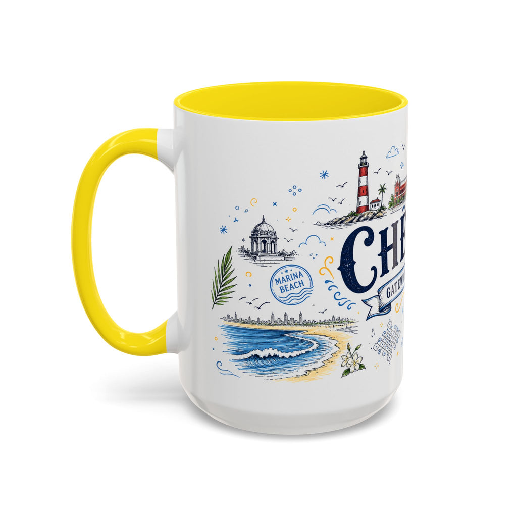 Chennai Coffee Mug | India Souvenir Travel Gift | Accent Color Ceramic 11oz 15oz