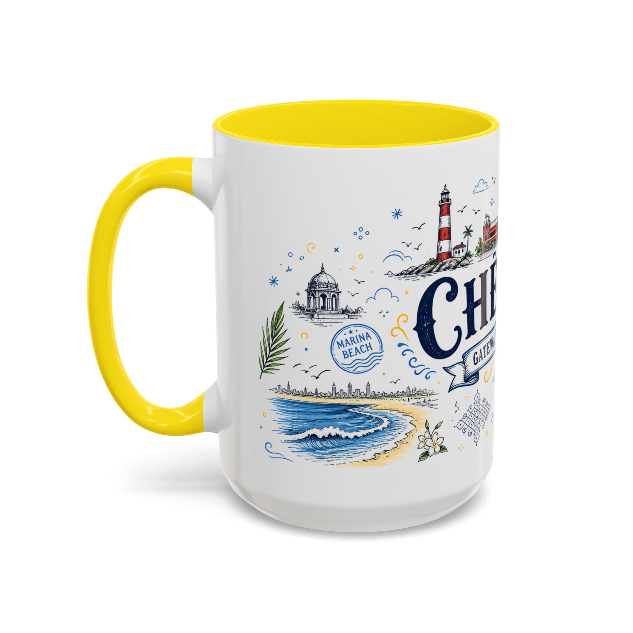 Chennai Coffee Mug | India Souvenir Travel Gift | Accent Color Ceramic 11oz 15oz