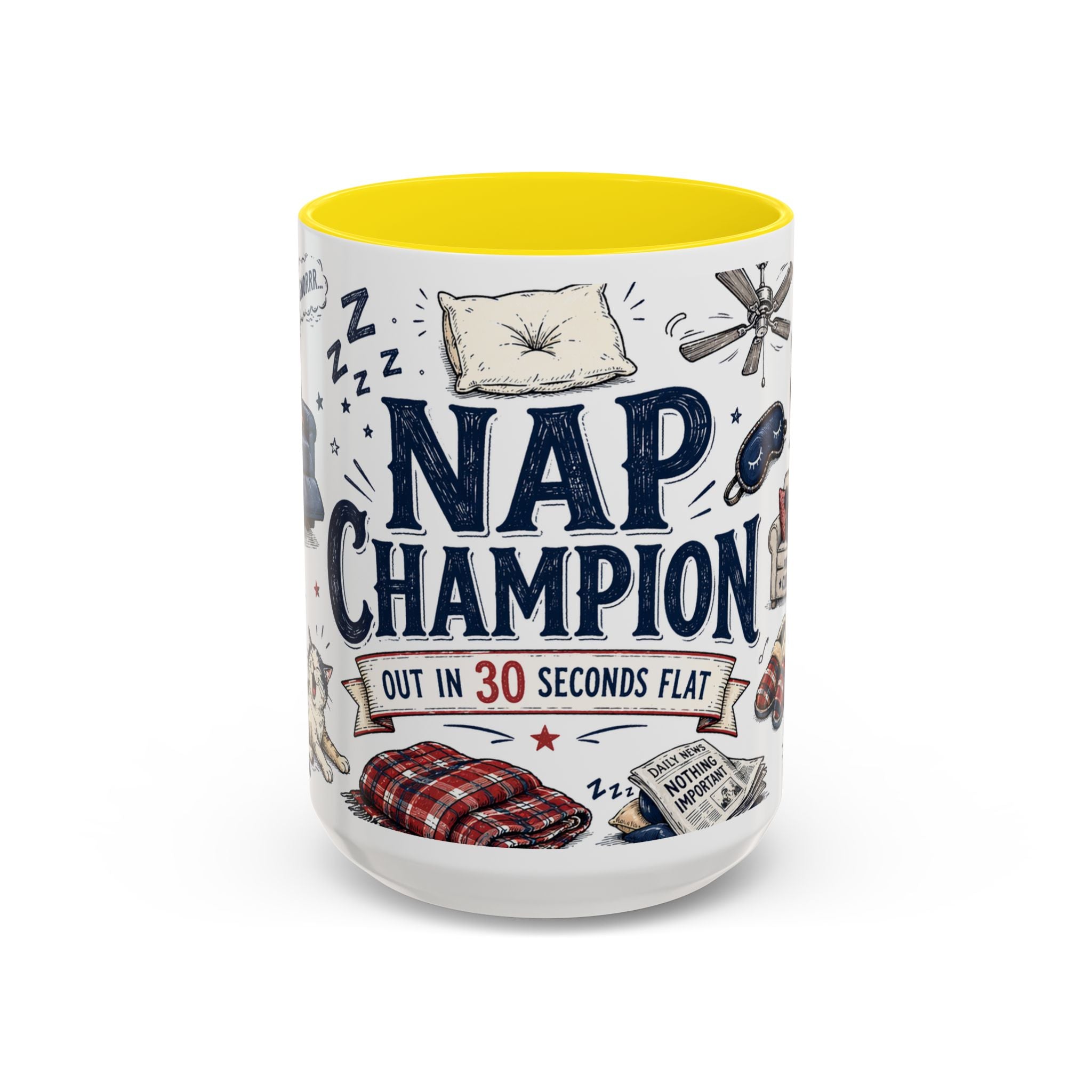 Nap Champion Coffee Mug | Father's Day Gift for Dad | Accent Color Ceramic 11oz 15oz