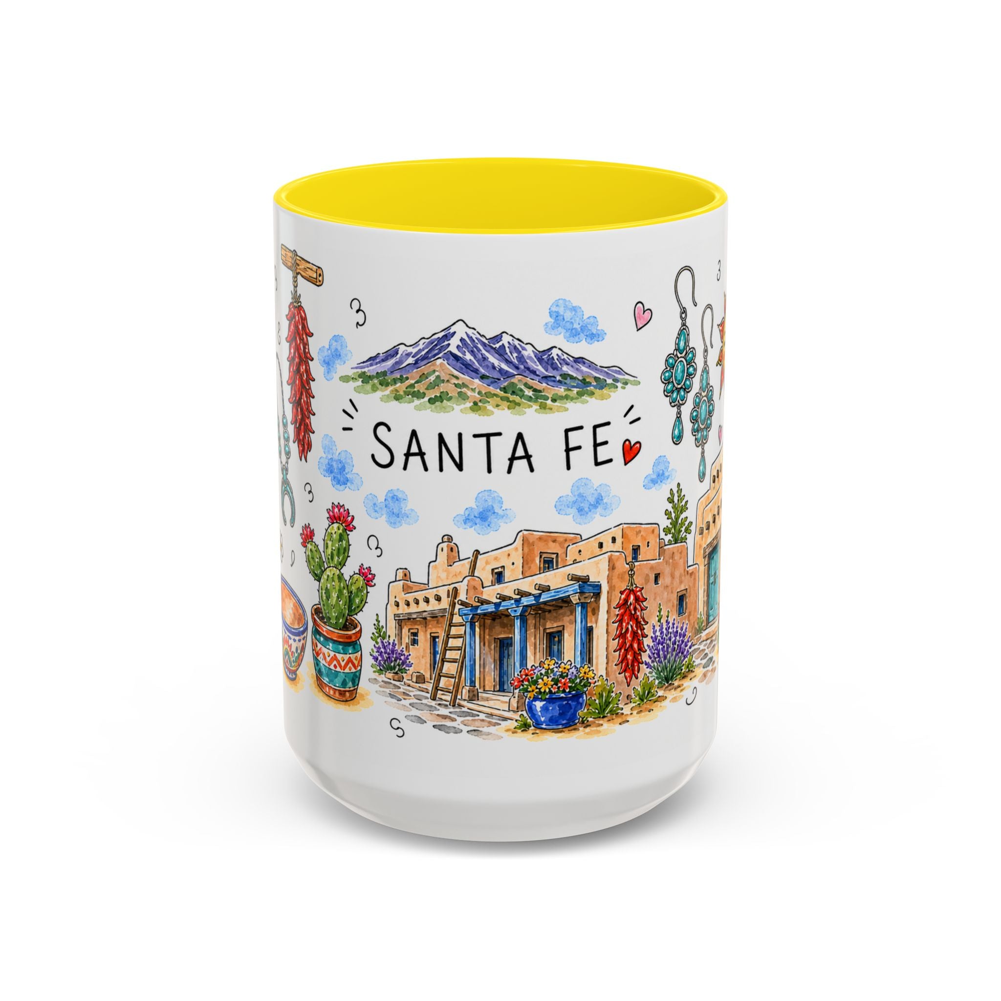 Santa Fe Illustrated Travel Mug | City Souvenir Accent Coffee Mug | 11oz 15oz Ceramic Cup