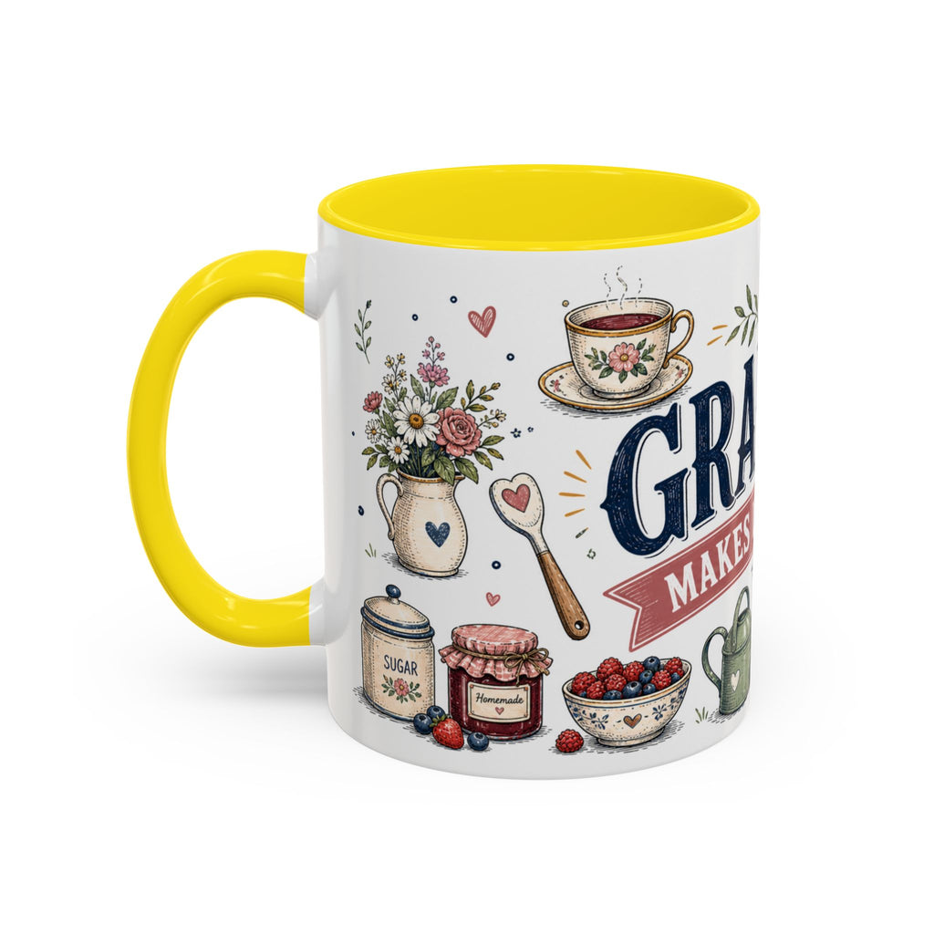 Grandma Makes Life Sweeter Coffee Mug | Gift From Grandkids | Accent Color Ceramic 11oz 15oz