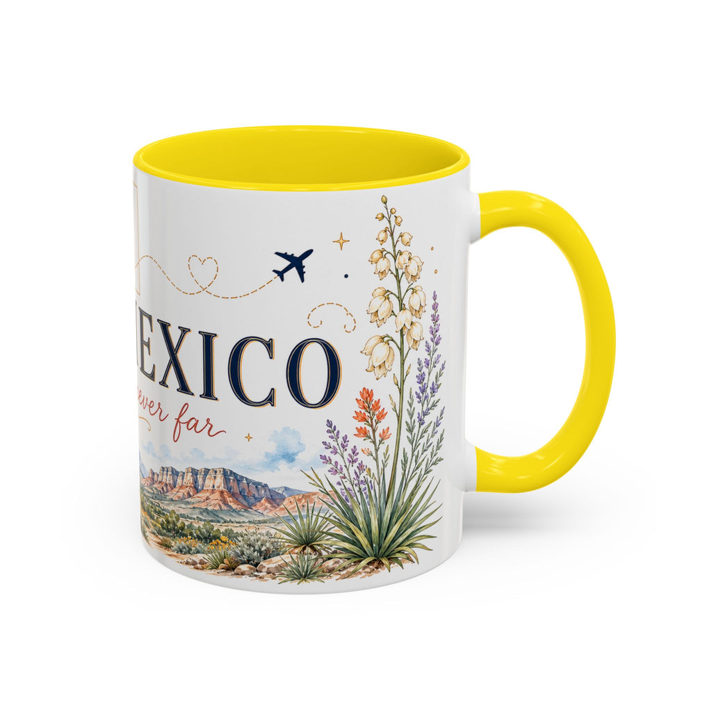 New Mexico State Map Mug | Desert Scenery, Yucca Flower Accent Coffee Cup