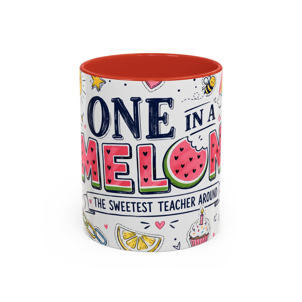 One in a Melon Coffee Mug | Sweetest Teacher Appreciation Gift | Accent Color Ceramic 11oz 15oz