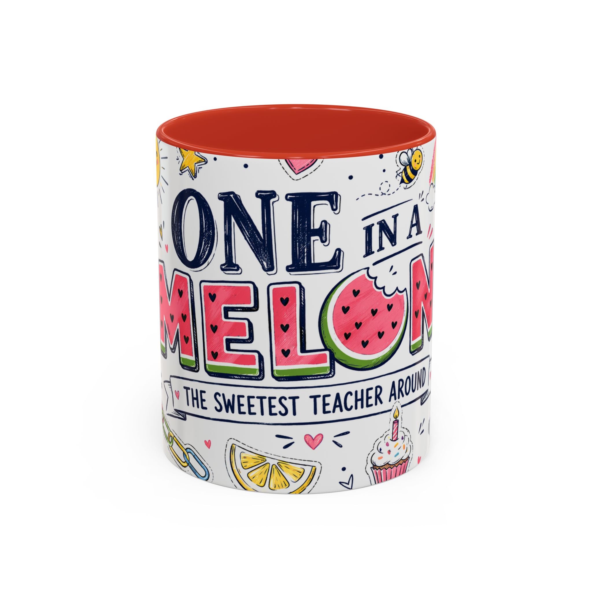One in a Melon Coffee Mug | Sweetest Teacher Appreciation Gift | Accent Color Ceramic 11oz 15oz