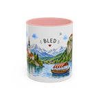 Bled Illustrated Travel Mug | Slovenia Souvenir Accent Coffee Mug | 11oz 15oz Ceramic Cup