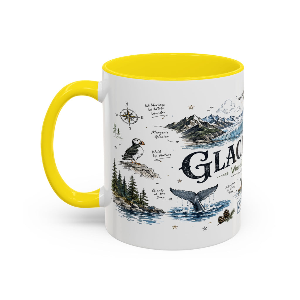 Glacier Bay National Park Coffee Mug | Alaska Wilderness Kayaking Gift | Accent Color Ceramic 11oz 15oz
