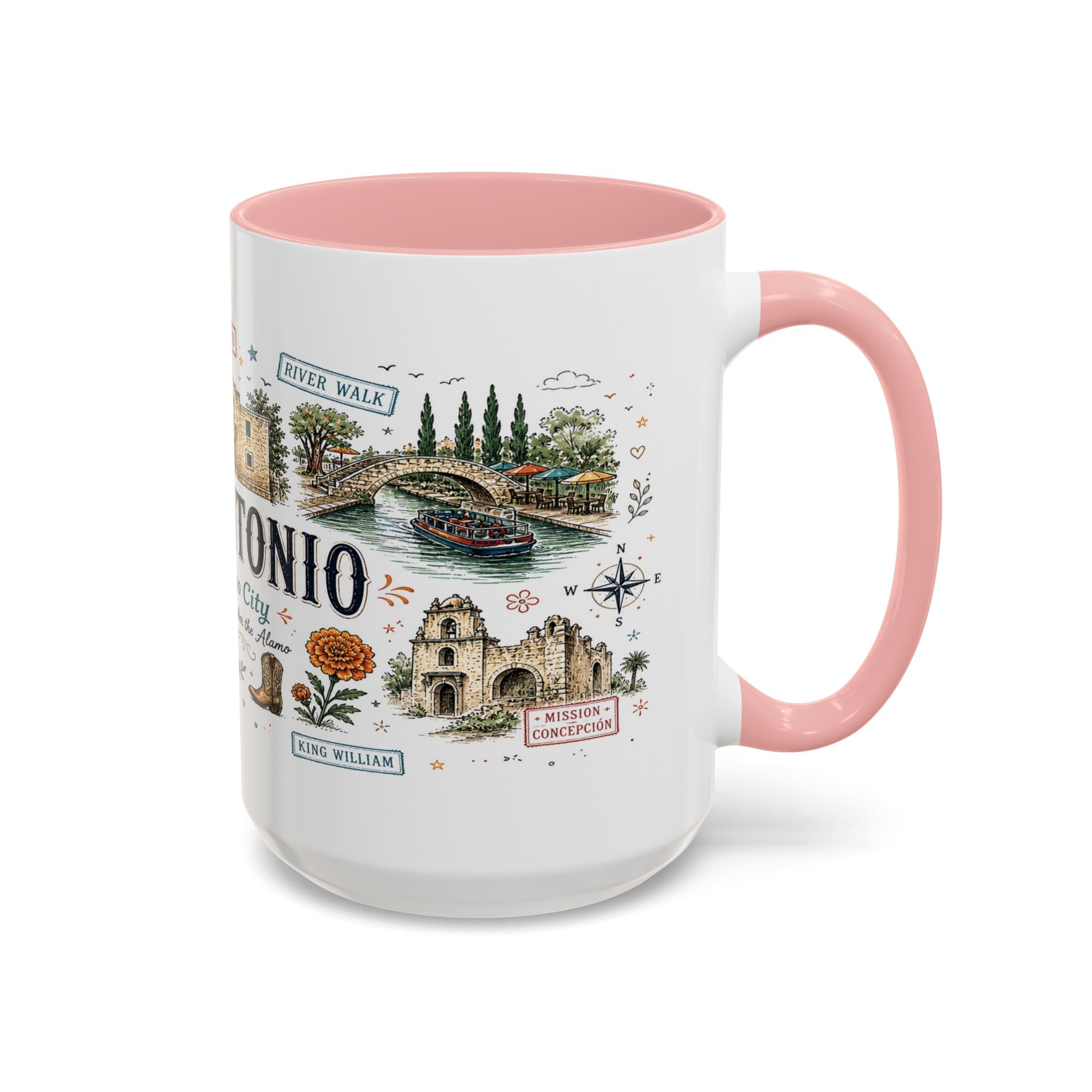 San Antonio Coffee Mug | Texas Souvenir City Gift | Accent Color Ceramic 11oz 15oz